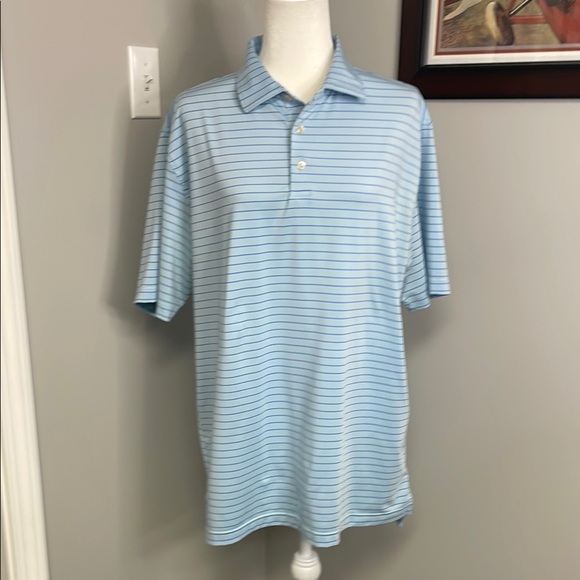 Peter Millar Other - Peter Millar Summer Comfort Men L Blue Stripe Activewear Golf Polo